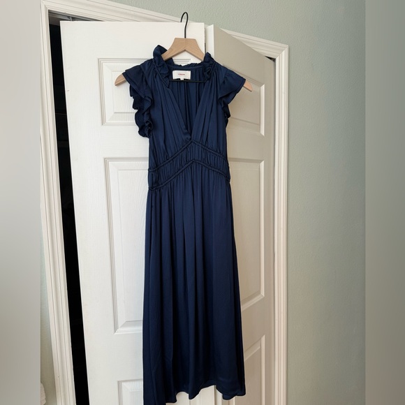 Xirena Silk Satin ruffled "Posey" sleeveless blue dress ruffled Midi size XS - Picture 9 of 11